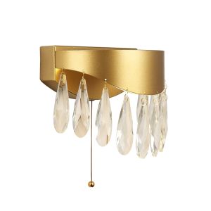 jewel Single LED Integrated Wall Light Gold With Crystal