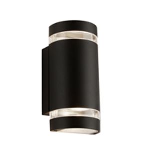 Sheffield 2 Light LED Integrated Outdoor IP44 Wall Light Black With Clear Diffuser