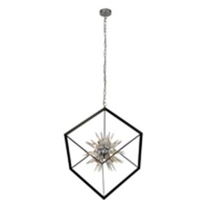 Stellar 6 Light G9 Adjustable Pendant Black Metal With Crystal Glass