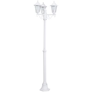 Laterna 5, 3 Light E27 Outdoor IP44 Die Cast White Aluminium Outdoor Post With Clear Glass