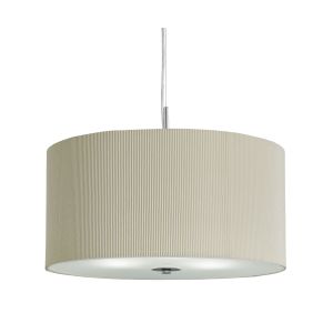 Drum Pleat Pendant - 3 Light Pleated Shade Pendant, Ccrain With Frosted Glass Diffuser Diameter 40cm