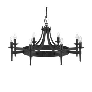 Cartwheel - 8 Light Ceiling, Wrought Iron Black
