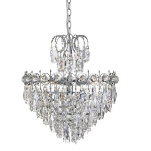 Cathascote - 5 Light Tier Ceiling, Chrome, Clear Crystal