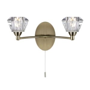 Sierra - 2 Light Wall Bracket, Antique Brass, Clear Glass