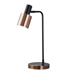 Denmark 1 Light Table Lamp, Black, Antique Copper