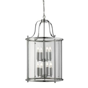 Victorian Lantern, 8 Light Chrome, Clear Glass