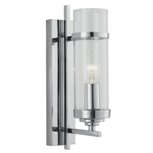 Milo Chrome 1 Light Wall Bracket -Cl Glass Cylinder Shade