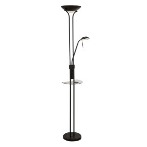 Wireless LED Integrted Mother And Child Floor Lamp With Adjustable Reading Light And USB Matt Black