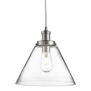 Pyramid 1 Light Pendant, Chrome, Clear Pyramid Glass Shade