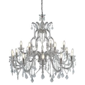 Marie Therese - 18 Light Chandelier, Chrome, Clear Crystal