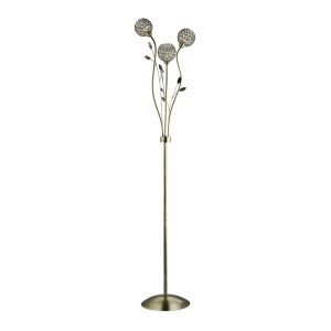 Bellis II - 3 Light Floor Lamp, Antique Brass, Clear Glass Deco Shade