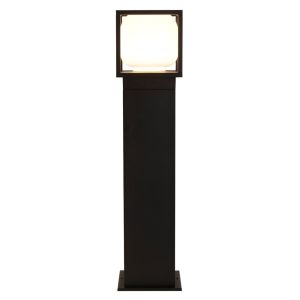 Athens 1 Light LED Integrated Outdoor IP44 Pedestal Black With Opal Shade