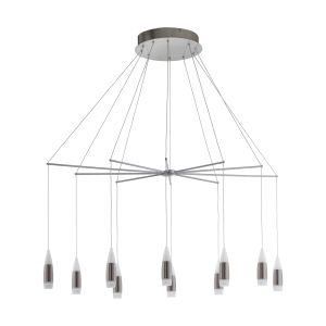 Santiga 20 Light LED Integrated, Double Insulated, 220V Adjustable Pendant Satin Nickel  And Plastic