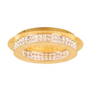 Principe 10 Light LED Integrated 31.5W, Double Insulated, 220V Gold Coloured Flush With Crystal