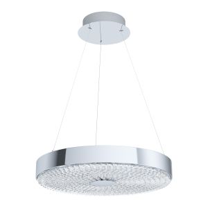 Escorihuel 1 Light LED Integrated, Double Insulated, 220V Adjustable Pendant Polished Chrome With Glass With Crystals