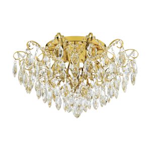 Fenoulet 1, 6 Light E14 Brass Flush Ceiling Light With Crystals