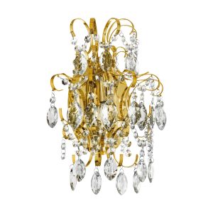 Fenoullet 1, 1 Light E14, Brass Wall Light With Crystals