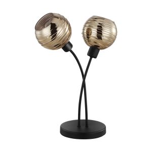 Creppo 2 Light Double Insulated E14 Black Table Lamp With Gold Colour