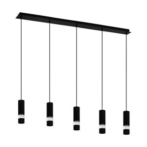 Bernabeta 5 Light LED Integrated Adjustable Black Pendant With Plastic