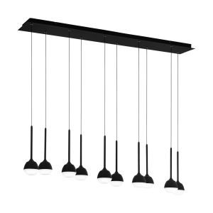 Nucetto 10 Light Black LED Integrated Adjustable Linear Pendant With Plastic Shades