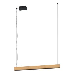 Termini 1 Single LED Integrated Pendant, Double Insulated Black With Wood