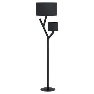 Balnario 2 Light E27, Double Insulated Floor Lamp Black With Fabric