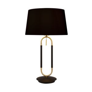Jazz 1 Light E27 Table Lamp Satin Brass With Black And Black Velvet Shade