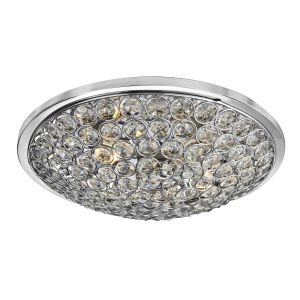 Chantilly 3 Light Chrome Flush/Clear Crystal Buttons