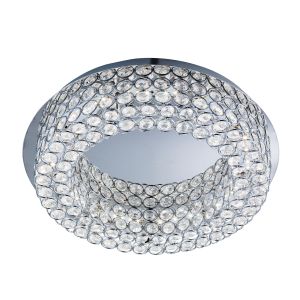 Dimmable Vesta LED Ceiling Flush, Chrome, Clear Crystal Buttoms