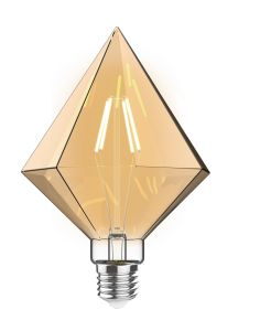 Classic Style LED Tri-Diamond E27 Dimmable 220-240V 4W 2100K, 200lm, Amber Finish, 3yrs Warranty