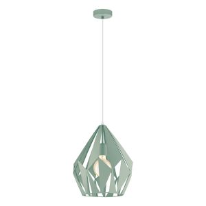 Carlton-P 1 Light E27 Lime Green Adjustable Pendant With Cut Out Shade