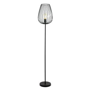 Newtown 1 Light E27 Black Floor Lamp With Black Frame Shade With Inline Foot Switch