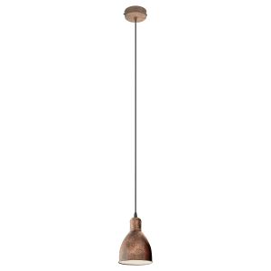 Priddy 1 Light E27 IP20 Adjustable Stainless Steel Pendant With Copper Coloured Antique Shade