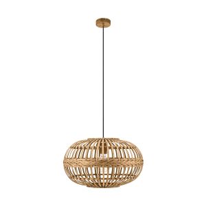 Amsfield 1 Light E27 Bamboo Adjustable Stainless Steel With Brown Detail & Black Suspension