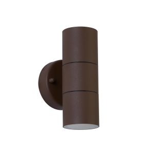 Metro 2 Light LED Integrated Outdoor IP44 Wall Light Rust Brown And Glass