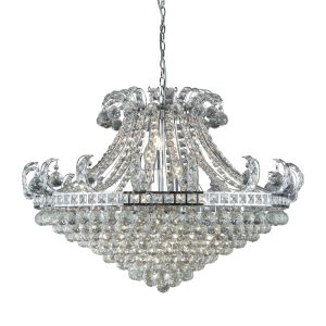 Bloomsbury 8 Light Crystal Tiered Chandelier, Chrome, Clear Crystal Deco