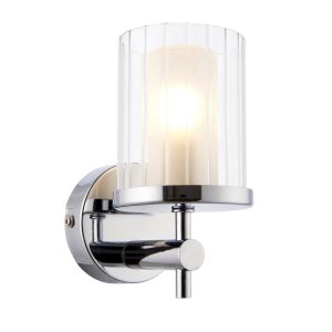 Britton 1 Light G9 Polished Chrome IP44 Bathroom Wall Light C/W Clear Rigged Glass Shades