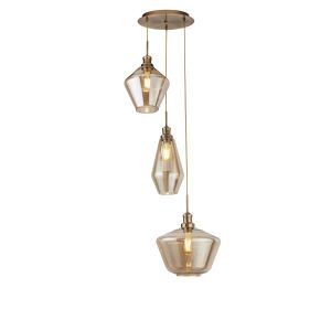 Searchlight 5423-3AB Mia 3 Light Pendant With 3 Styles of Champagne Glass Finish