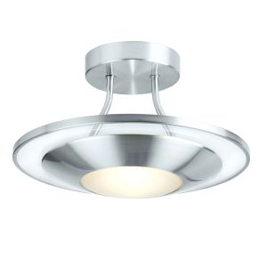 Firenz 1 Light R7s Satin Chrome Semi Flush Fitting With Clear Glass Surround