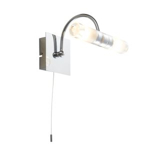Shore 2 Light G9 Polished Chrome IP44 Bathroom Wall Light With Pull Cord Switch C/W Frosted Glass Shades