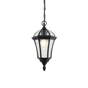 Endon YG-3503 Drayton Single Outdoor Pendant Textured Black/Clear Glass Finish