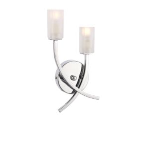 Havana 2 Light G9 Polished Chrome Wall Light With Pull Cord Switch C/W Frosted Glass Shades