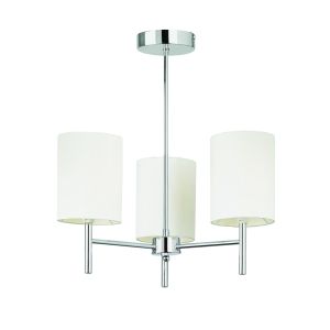 Endon BRIO-3CH Brio 3 Light Semi Flush Polished Chrome Plate/Vintage White Finish