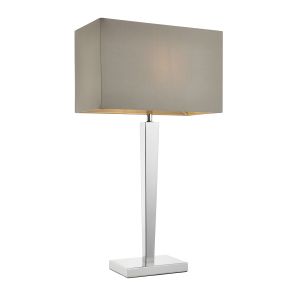 Endon MORETO Moreto Single Table Lamp Polished Chrome Plate/Grey Fabric Finish