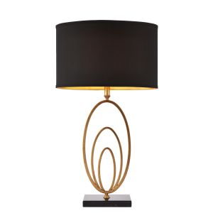 Endon VILANA-TLGO Vilana Single Table Lamp Antique Gold Leaf/Black Fabric Finish