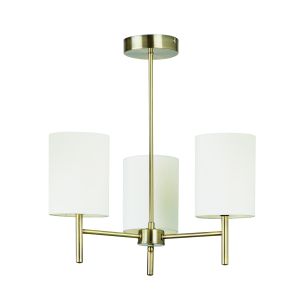 Endon BRIO-3AB Brio 3 Light Semi Flush Antique Brass Plate/Cream Finish