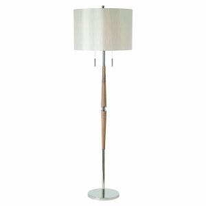 Endon ALTESSE-FLNI Altesse Double Floor Lamp Natural Wood/Oatmeal Frame Finish