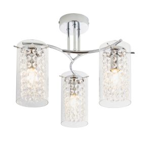 Endon ALDA-3CH Alda 3 Light Semi Flush Polished Chrome Plate/Clear Glass Finish