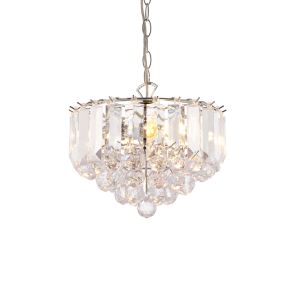 Endon FARGO-12CH Fargo 3 Light Pendant Polished Chrome Plate/Clear Acrylic Finish