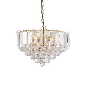 Endon FARGO-14BP Fargo 3 Light Pendant Brass Plate/Clear Acrylic Finish